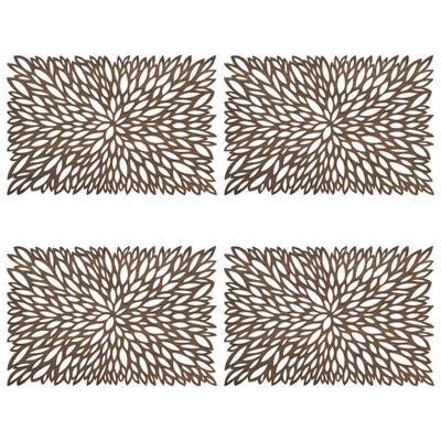 4pk Wood Laser Cut Placemats - Saro Lifestyle: Geometric Abstract Design For Dining & Kitchen Tables, Oblong, Brown 5 4pk Wood Laser Cut Placemats - Saro Lifestyle: Geometric Abstract Design For Dining & Kitchen Tables, Oblong, Brown - Image 3