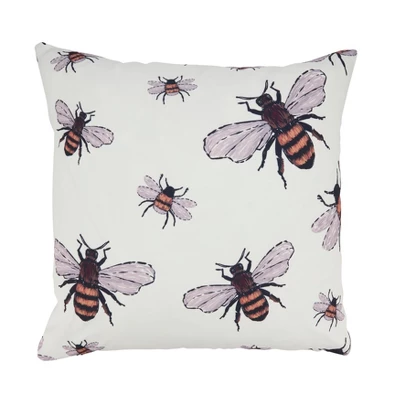 Saro Lifestyle Adorable Bumble Bee Outdoor Pillow With Poly Fill, 18"x18", Off-White 6 Saro Lifestyle Adorable Bumble Bee Outdoor Pillow With Poly Fill, 18"x18", Off-White - Image 4