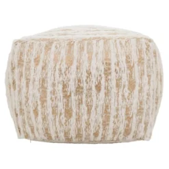 Saro Lifestyle Floor Pouf With Foil Print Faux Fur Design -Saro Lifestyle GUEST ffced892 aaeb 469c ae1b 03923eeea902
